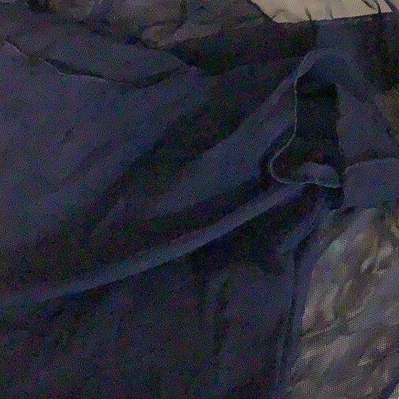 Zuliana Size Small Blue Mesh Sleeveless Dress With Side Slits. Made in USA New - Picture 4 of 4